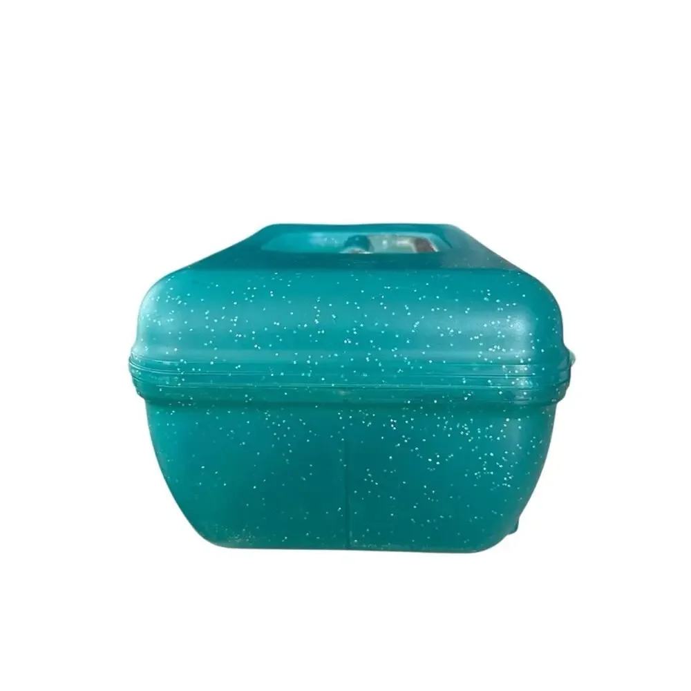 Vintage Caboodle 1990s Jellies Organizer Vanity model #2752 Teal Aqua Sparkle